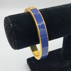 Elegant Gold and Blue Bangle Bracelet